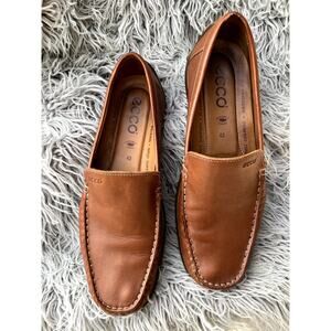ECCO Tan Leather Driving Moccasin Loafers Slip On Shoes Brown Mens 43 US 10